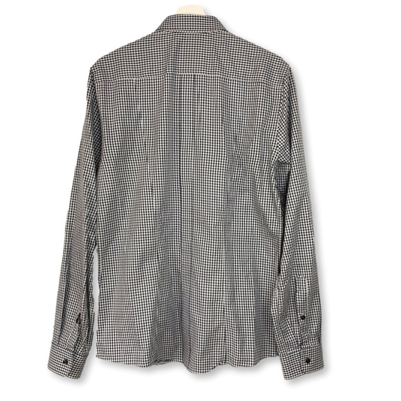 Les Hommes Long Sleeve Gingham Button Front Shirt 50 - Picture 2 of 13